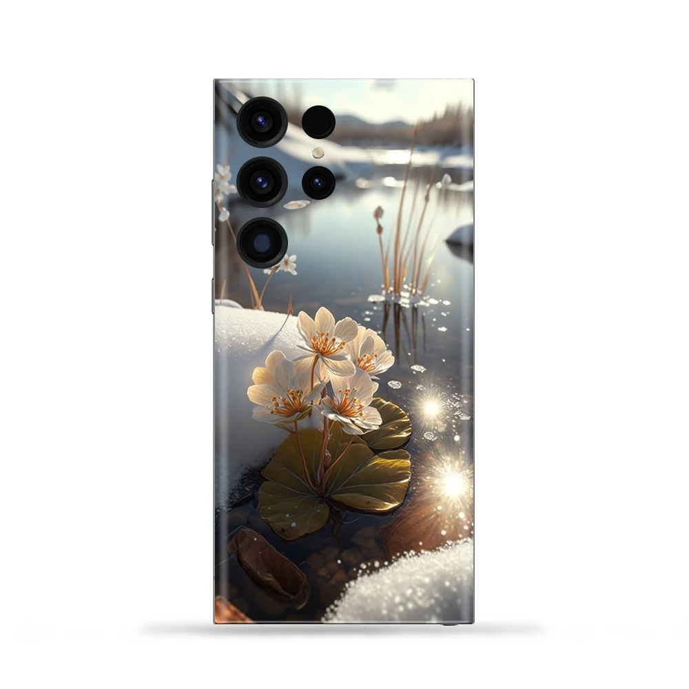 Winter Scene With Flowers Mobile Skin