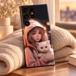 Cute Girl And Cat Mobile Skin, window light detail