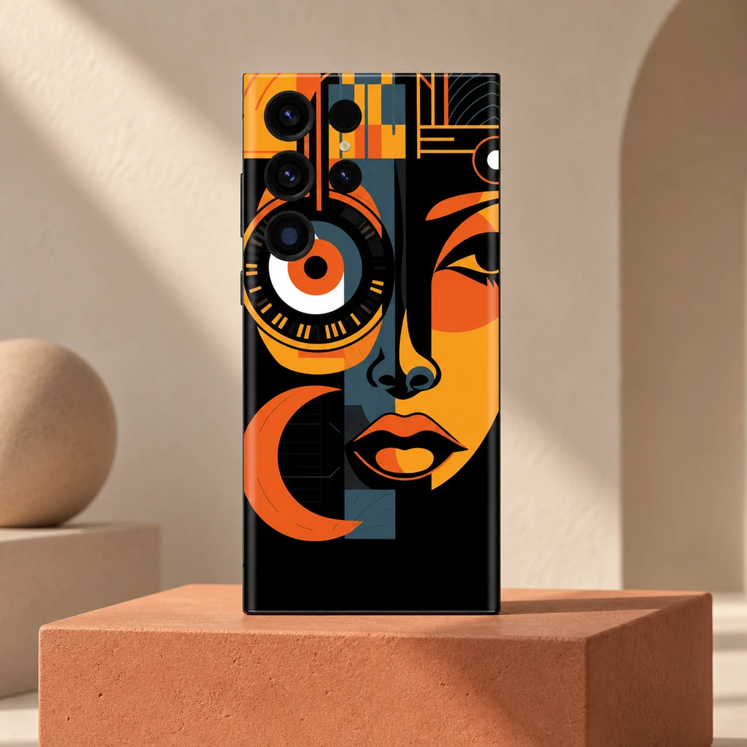 Abstract Portrait Mobile Skin - Gallery Hero Abstract portrait mobile skin with orange geometric face in gallery hero