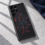 Astronaut Ronin Warrior dark mobile skin with red blue armor and geometric motifs, stone detail