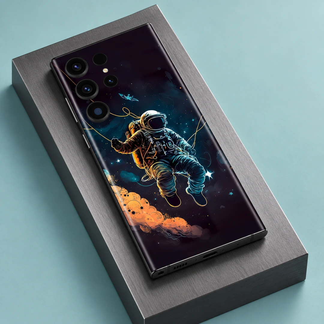 Astronaut Spacewalk Mobile Skin - Angled graphite-block detail Astronaut Spacewalk Mobile Skin shown angled graphite-block detail