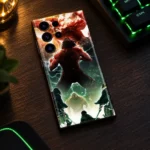 Attack on Titan Battle Mobile Skin lying on a green-lit gaming desk