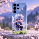 Baby Anime Boy Mobile Skin with white-haired chibi artwork, lavender garden hero