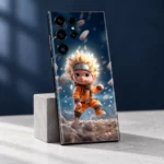 Baby Naruto mobile skin with blond chibi ninja in orange, clean studio detail