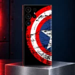 Captain America distressed red white and blue shield mobile skin, metal studio hero
