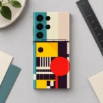 City Building geometric art mobile skin - drafting flat lay