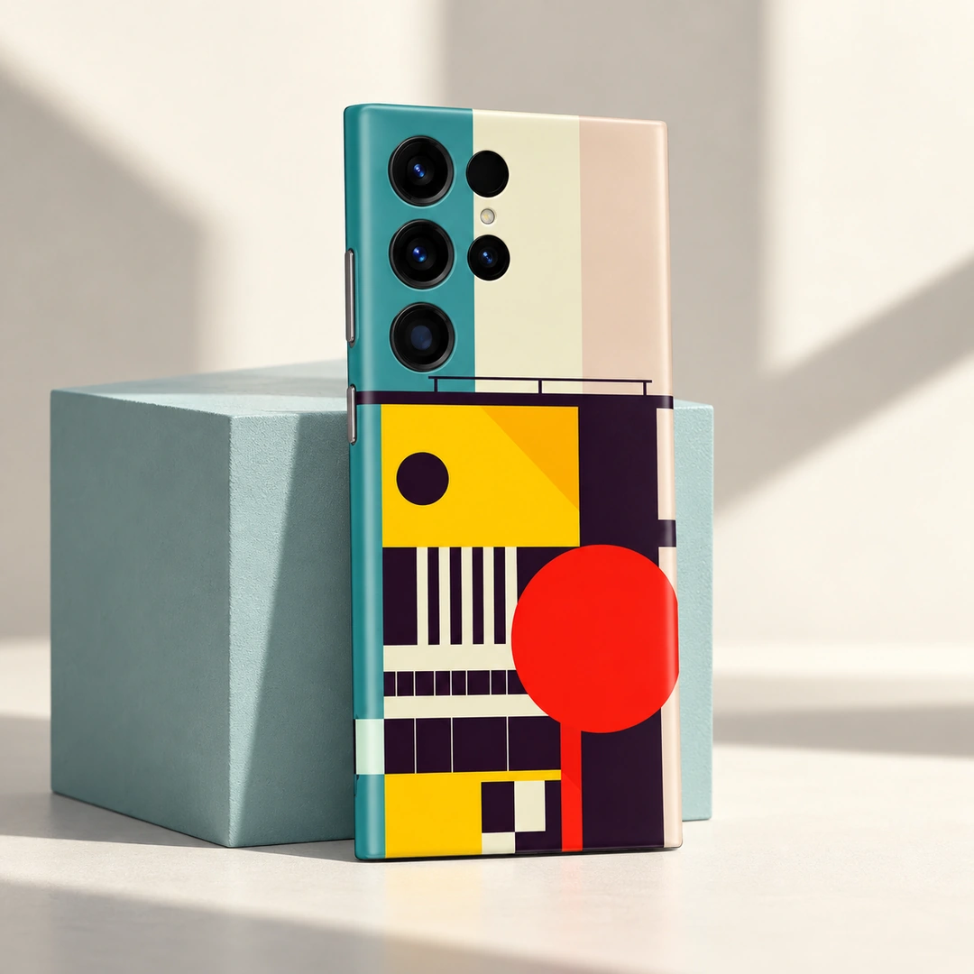 City Building Geometric Art Mobile Skin - Teal Studio View City Building geometric art mobile skin - teal studio view