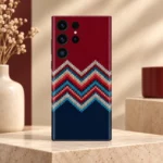 Colorful Zigzag Stitch Pattern Mobile Skin shown in warm studio hero
