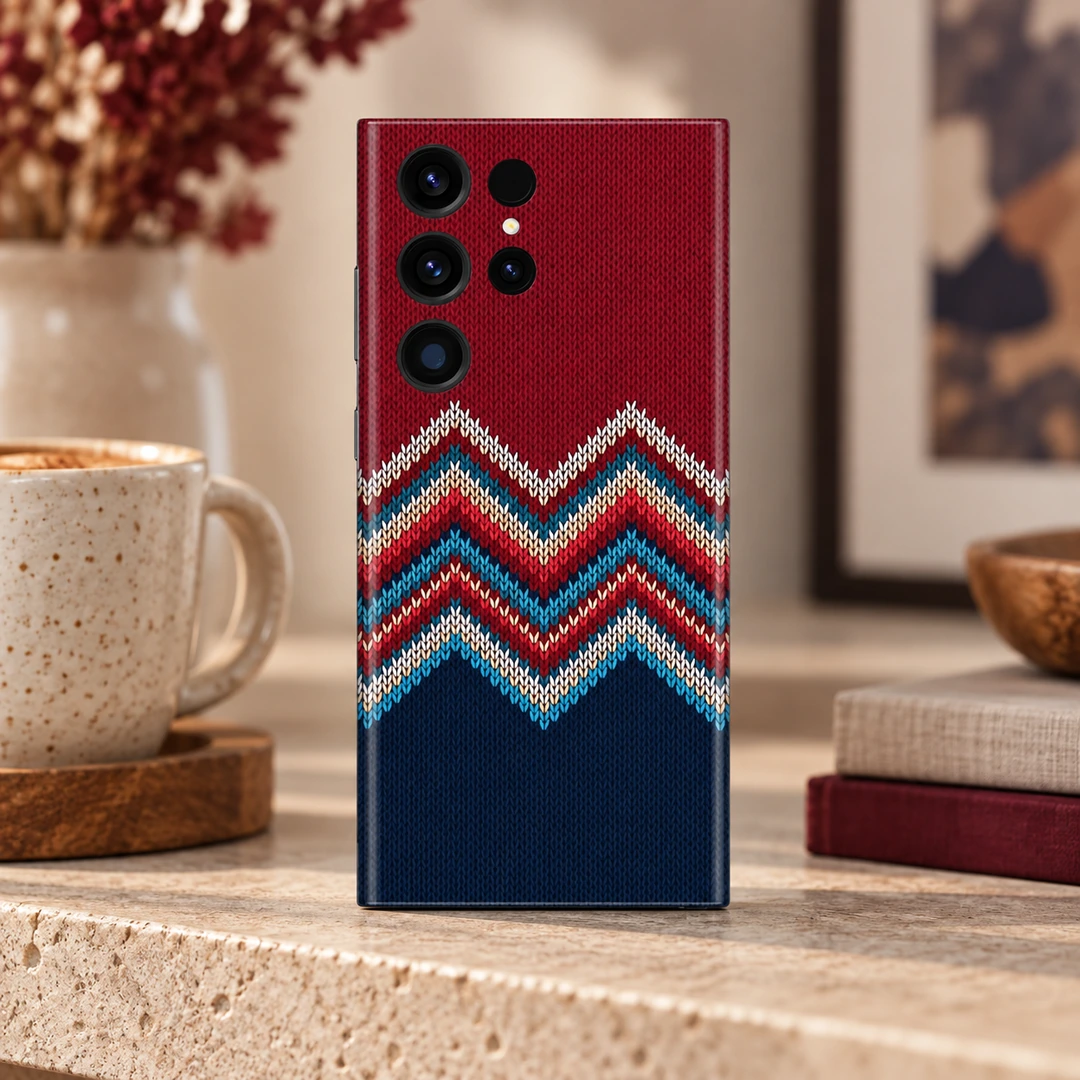 Colorful Zigzag Stitch Pattern Mobile Skin - Warm Shelf View Colorful Zigzag Stitch Pattern Mobile Skin shown in warm shelf view
