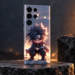 Cute Naruto mobile skin with crouching chibi ninja artwork, amber studio hero