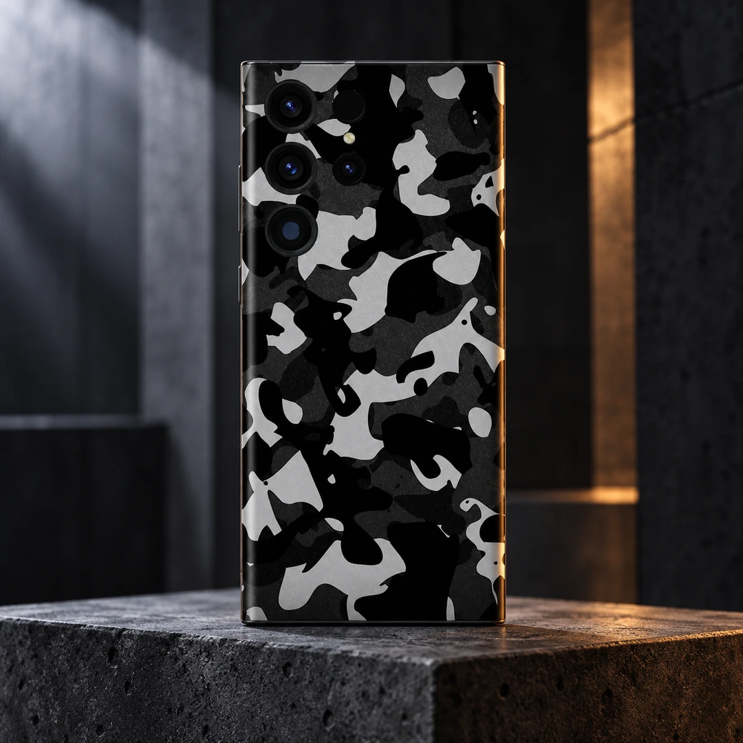 Dark Camouflage Mobile Skin - Slate Studio Hero Black and grey camouflage mobile skin, slate studio hero