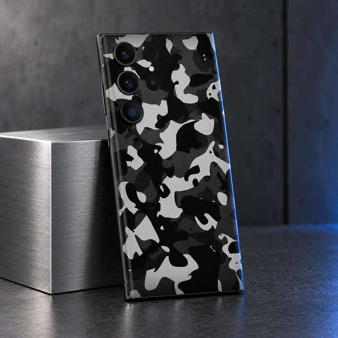 Dark Camouflage Mobile Skin - Steel Studio Display Black and grey camouflage mobile skin, steel studio display