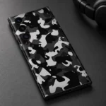 Black and grey camouflage mobile skin, desktop detail