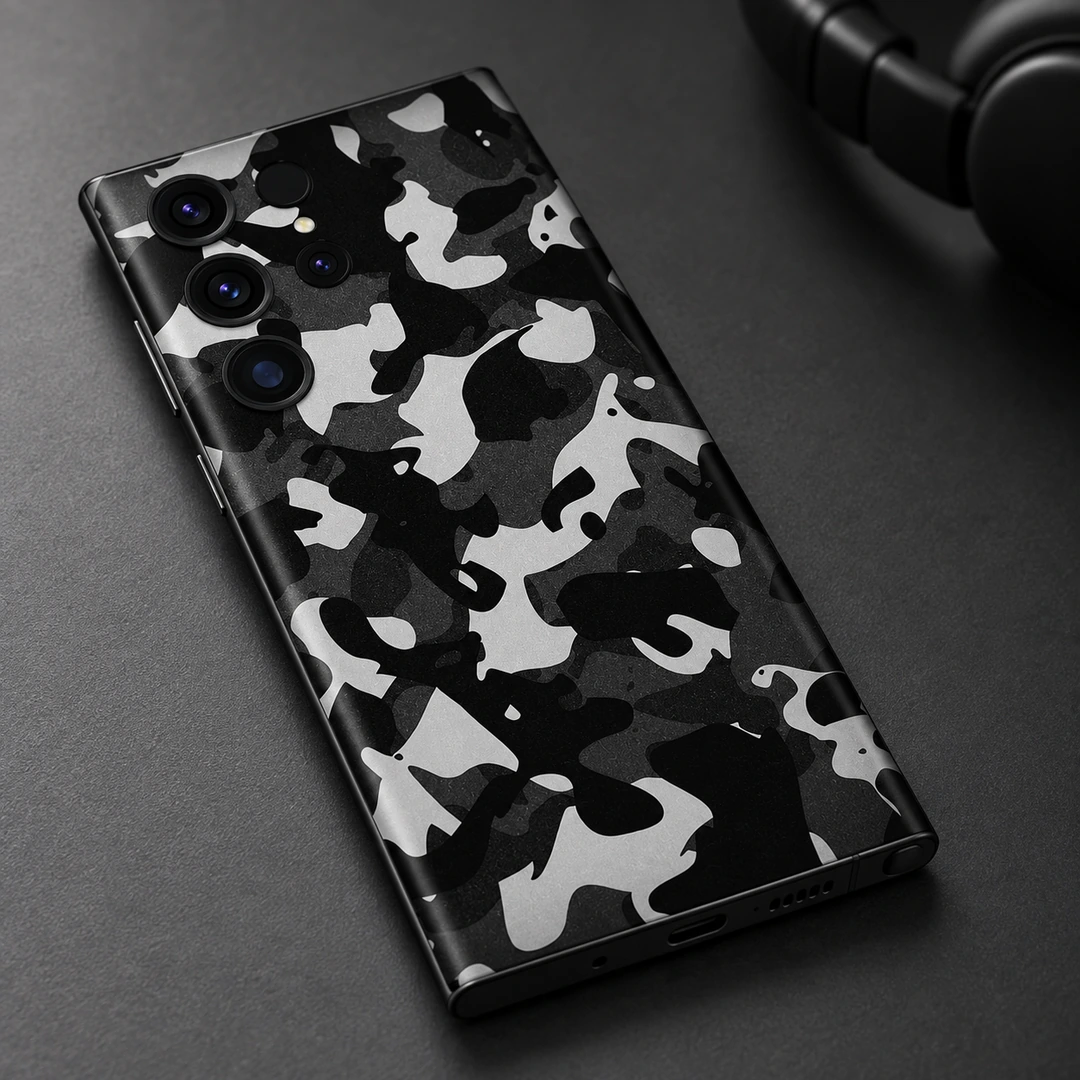 Dark Camouflage Mobile Skin - Desktop Detail Black and grey camouflage mobile skin, desktop detail