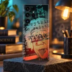Einstein Art Mobile Skin with True Genius portrait on charcoal display hero