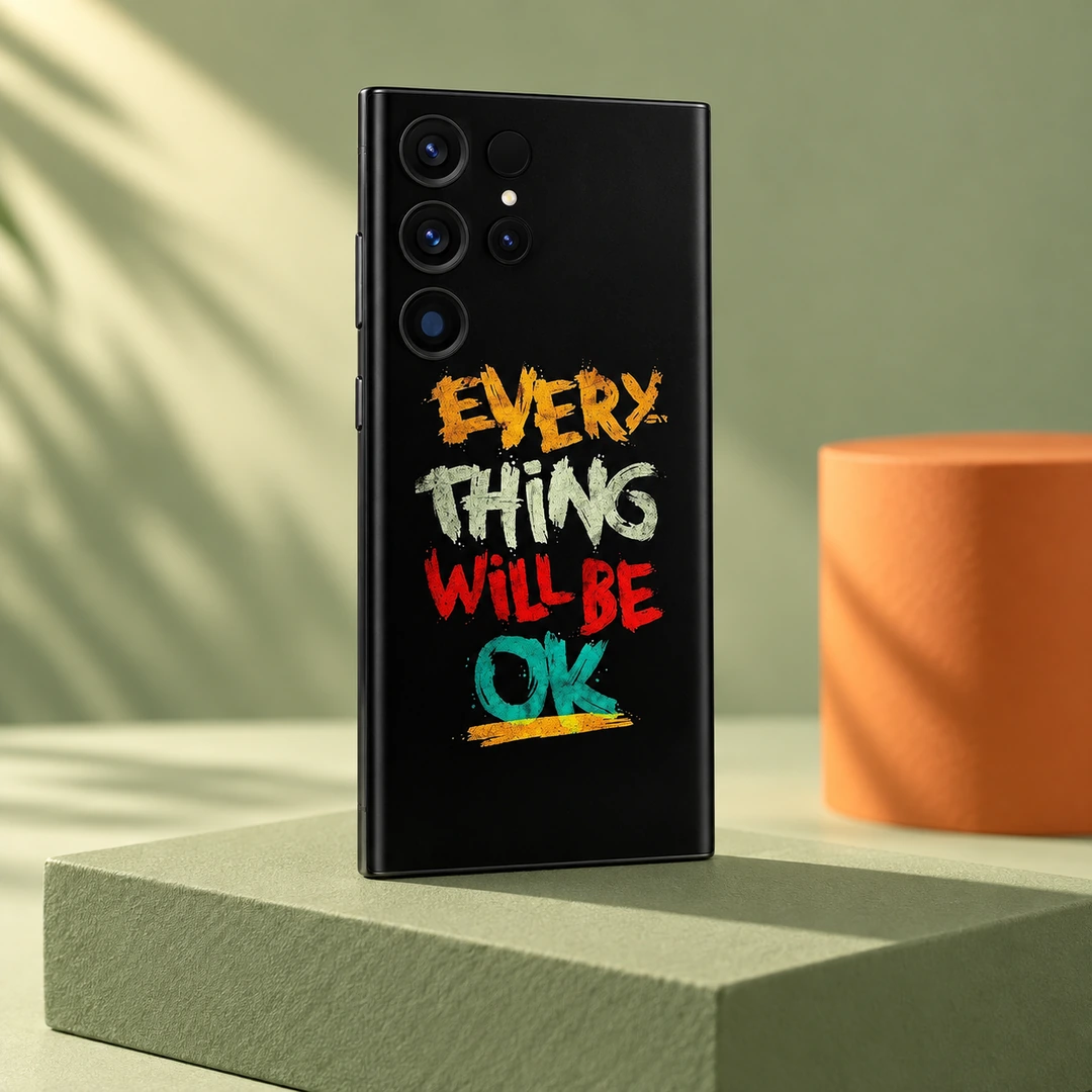 Every Thing Will Be OK Mobile Skin - Sage Studio View Black Every Thing Will Be OK quote mobile skin, sage studio view