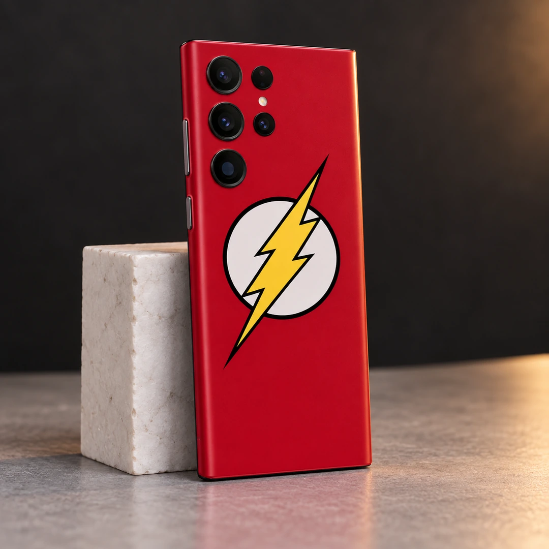 Flash Logo Mobile Skin - Clean studio detail Red Flash logo mobile skin with yellow lightning bolt, clean studio detail