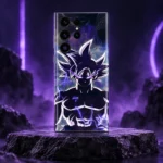 Goku Ultra purple lightning mobile skin shown in violet studio hero