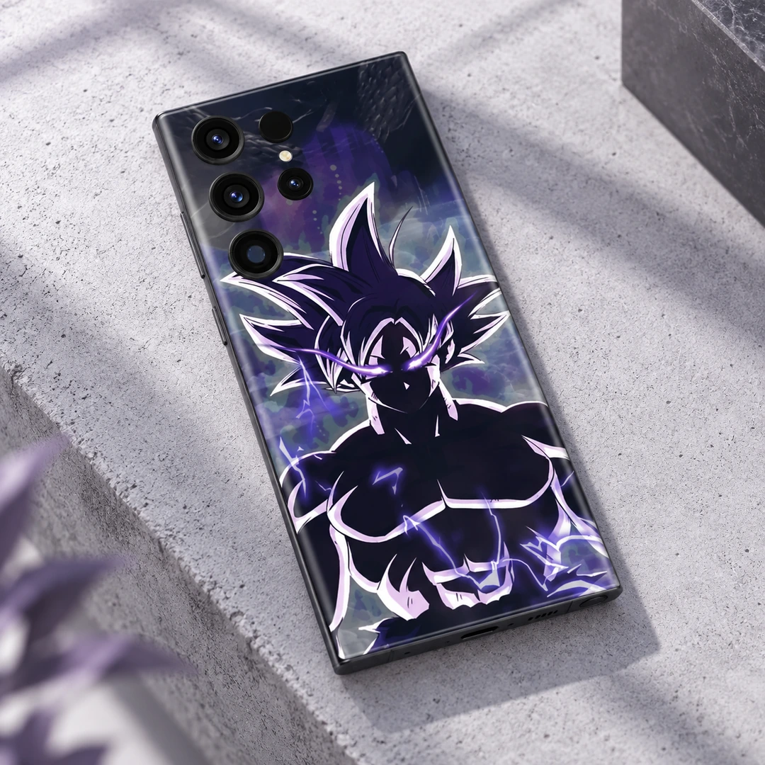 Goku Ultra Mobile Skin - Daylight Detail Goku Ultra purple lightning mobile skin shown in daylight detail