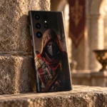 Hooded Assassin Mobile Skin shown in stone ledge rear angle