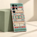 Ikat Geometric Pattern Mobile Skin shown in a cream and sage studio