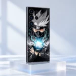 Kakashi Hatake Lightning Mobile Skin shown at an angle on a frosted acrylic pedestal