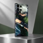 Kakashi Lightning Mobile Skin shown in silver studio angled view