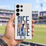 King Kohli mobile skin with Rise Above the Hate artwork in cricket ground handheld