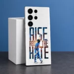 King Kohli mobile skin with Rise Above the Hate artwork in blue studio portrait