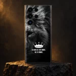 King lion motivational mobile skin with crown and quote in basalt studio hero