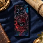 Dark King of Globe mobile skin with an ornate world map, heraldic lions, crown and celestial details, navy travel setting