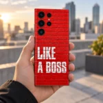 Like A Boss Red Brick Mobile Skin, rooftop handheld view