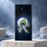 Lord Krishna mobile skin with blue hands, flute and peacock feather under a full moon - ivory moonlight hero