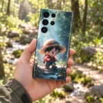 Luffy One Piece forest explorer mobile skin, woodland trail handheld view