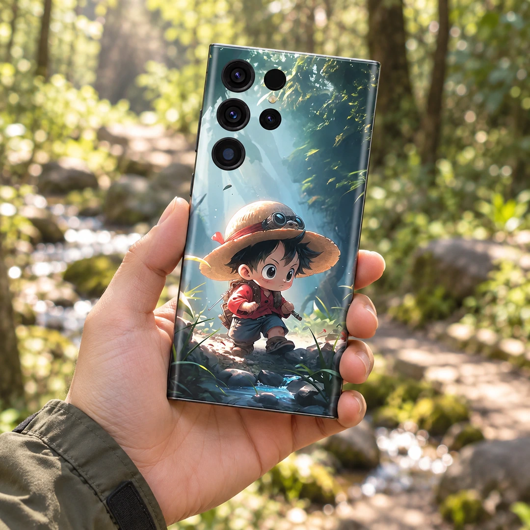 Luffy One Piece Forest Explorer Mobile Skin - woodland trail handheld view Luffy One Piece forest explorer mobile skin, woodland trail handheld view