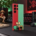Luffy & Zoro Friendship Mobile Skin shown anime desk angled view