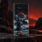 Mahadev mobile skin with Shiva meditating below a red moon - red moon studio