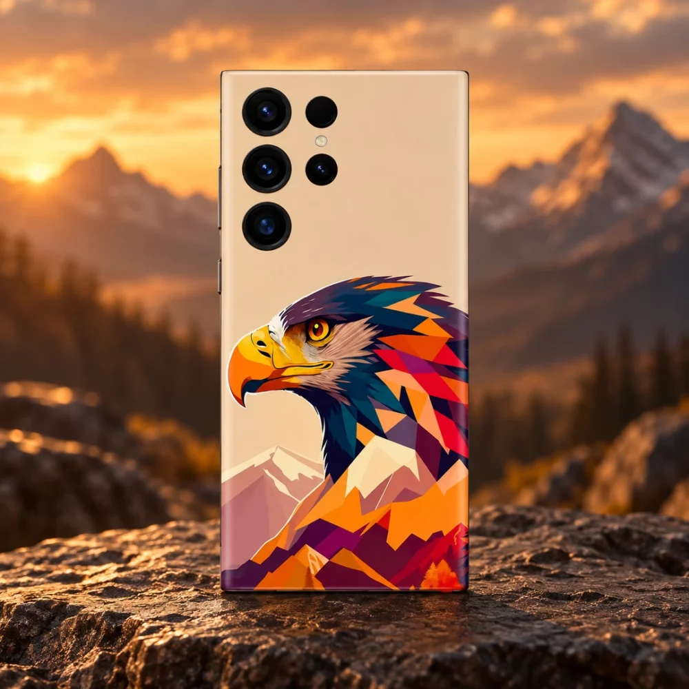 Majestic Eagle Geometric Mobile Skin, mountain sunset hero