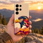 Majestic Eagle Geometric Mobile Skin, mountain lookout handheld view