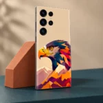 Majestic Eagle Geometric Mobile Skin, terracotta studio angled view