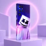 Marshmello mobile skin with purple and pink portrait, lavender podium angle