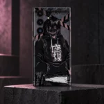 Black and mauve masked anime mobile skin, charcoal studio hero