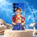 Monkey D Luffy Blue Sky Mobile Skin shown blue studio hero on sandstone