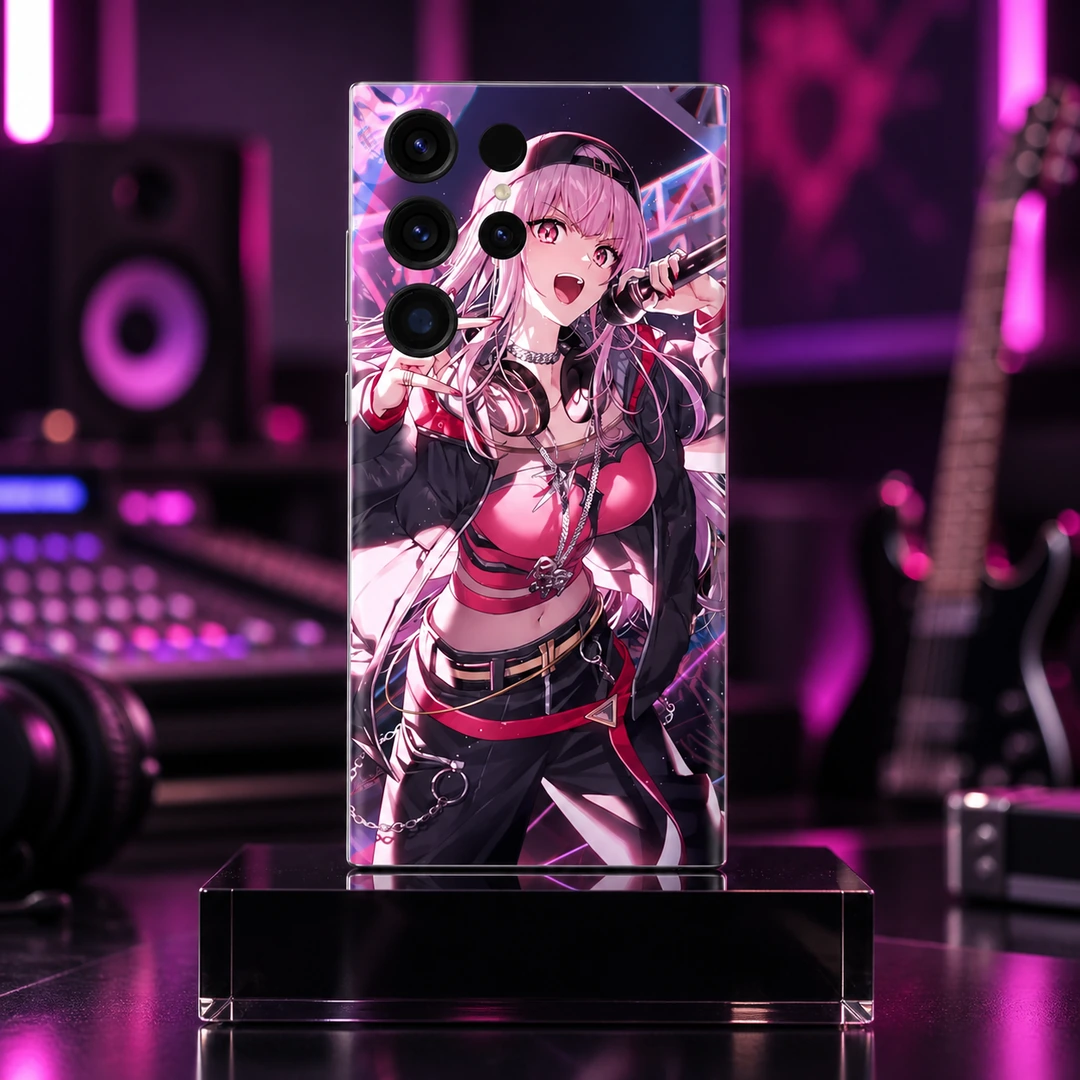 Mori Calliope Pink Stage Mobile Skin - purple music studio hero Mori Calliope pink and black mobile skin, purple music studio hero