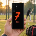 Black MS Dhoni number 7 mobile skin - practice ground lifestyle