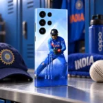 MS Dhoni wicketkeeping photo mobile skin in blue locker shelf angle