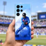 MS Dhoni wicketkeeping photo mobile skin in cricket ground handheld