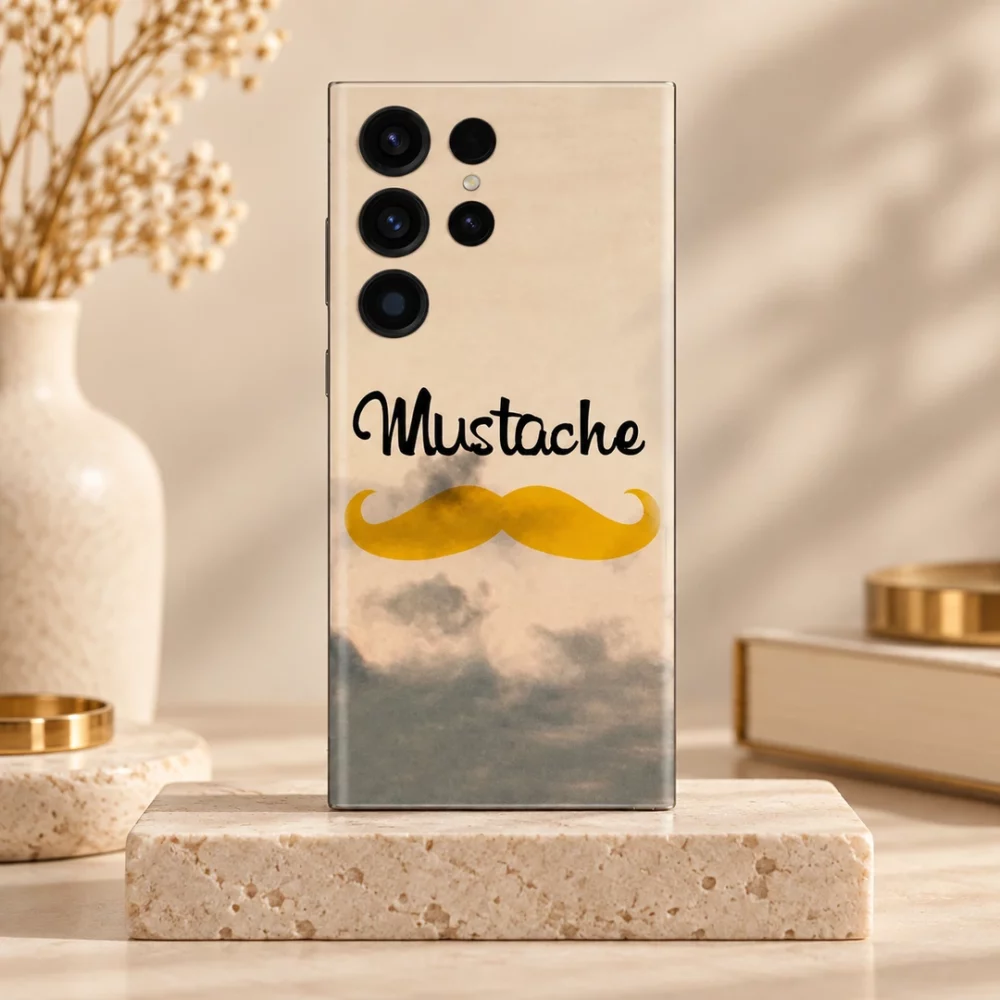 Mustache Golden Icon Vintage Mobile Skin shown in cream studio hero