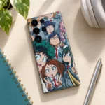 My Hero Academia Class Group Mobile Skin shown in a study desk flat lay