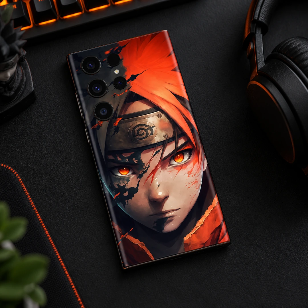 Naruto Fiery Orange Portrait Mobile Skin - Anime gaming desk view Naruto Fiery Orange Portrait Mobile Skin, anime gaming desk view